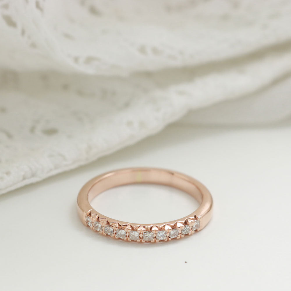 Rose Gold Diamond French Claw Wedding Ring